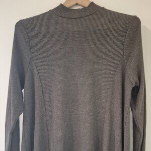 T.LA Anthropologie Waffle Mock Neck Gray Thermal Top Small Oversized Boho Moody